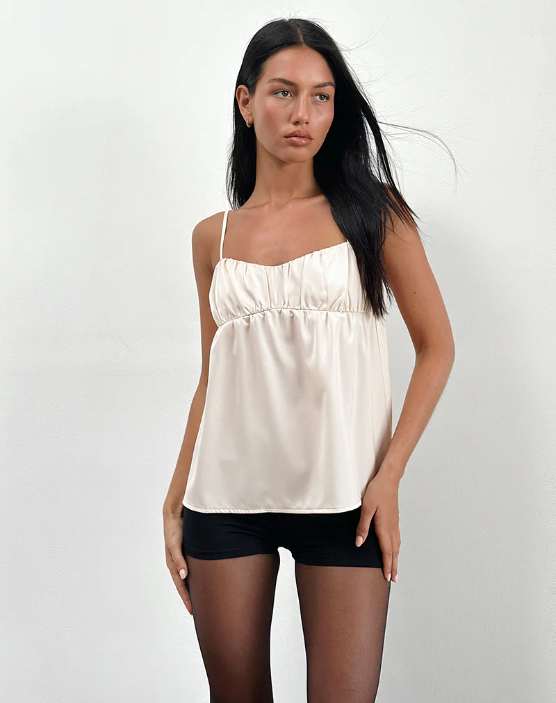 Camden Longline Cami Top in Satin Ivory - Image 5