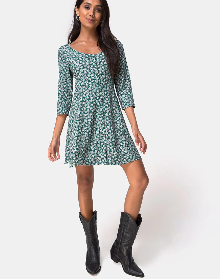 Camdy Dress in Floral Bloom Green - Image 3