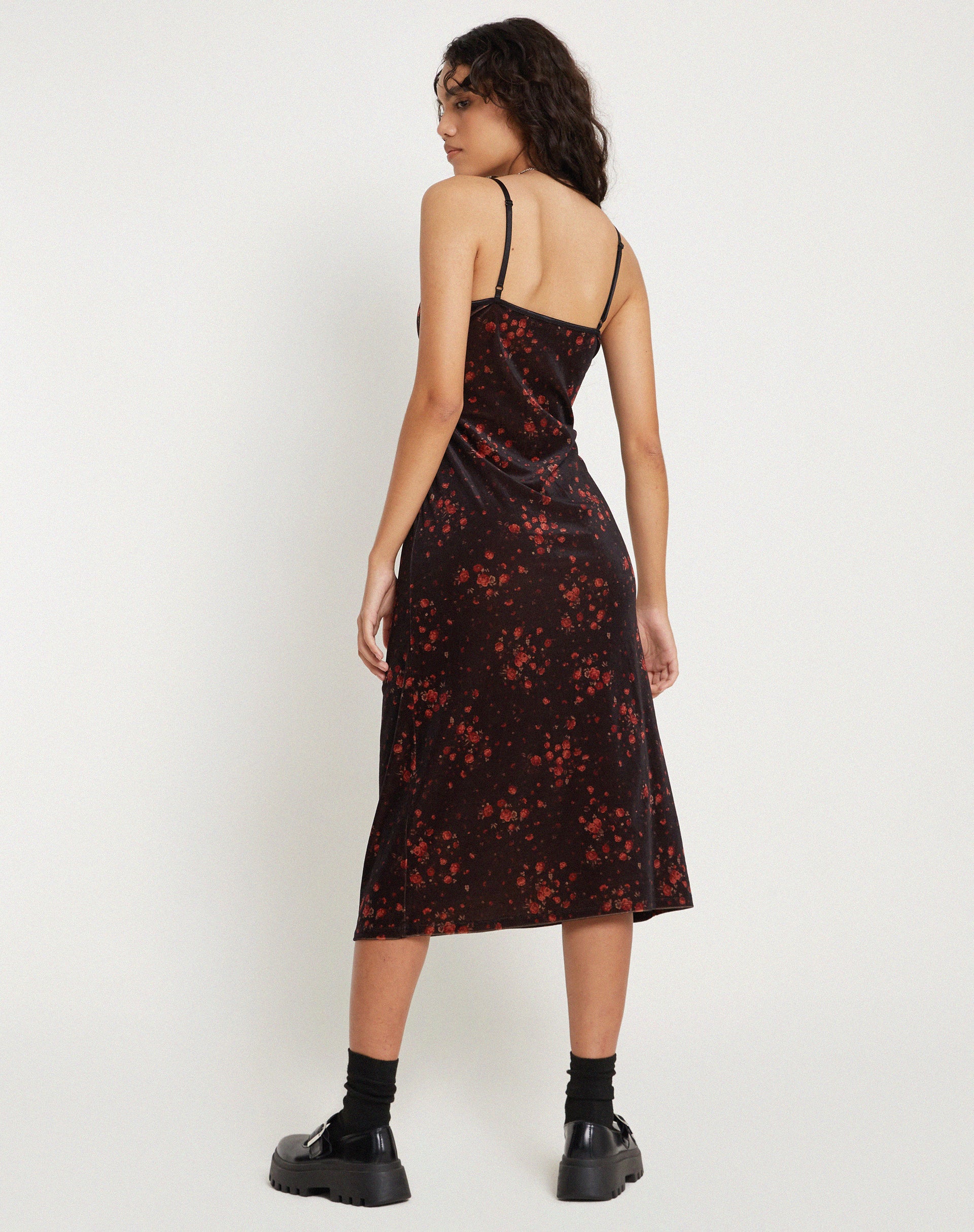 Camelia Maxi Dress in Rose Cluster Velvet - Image 3