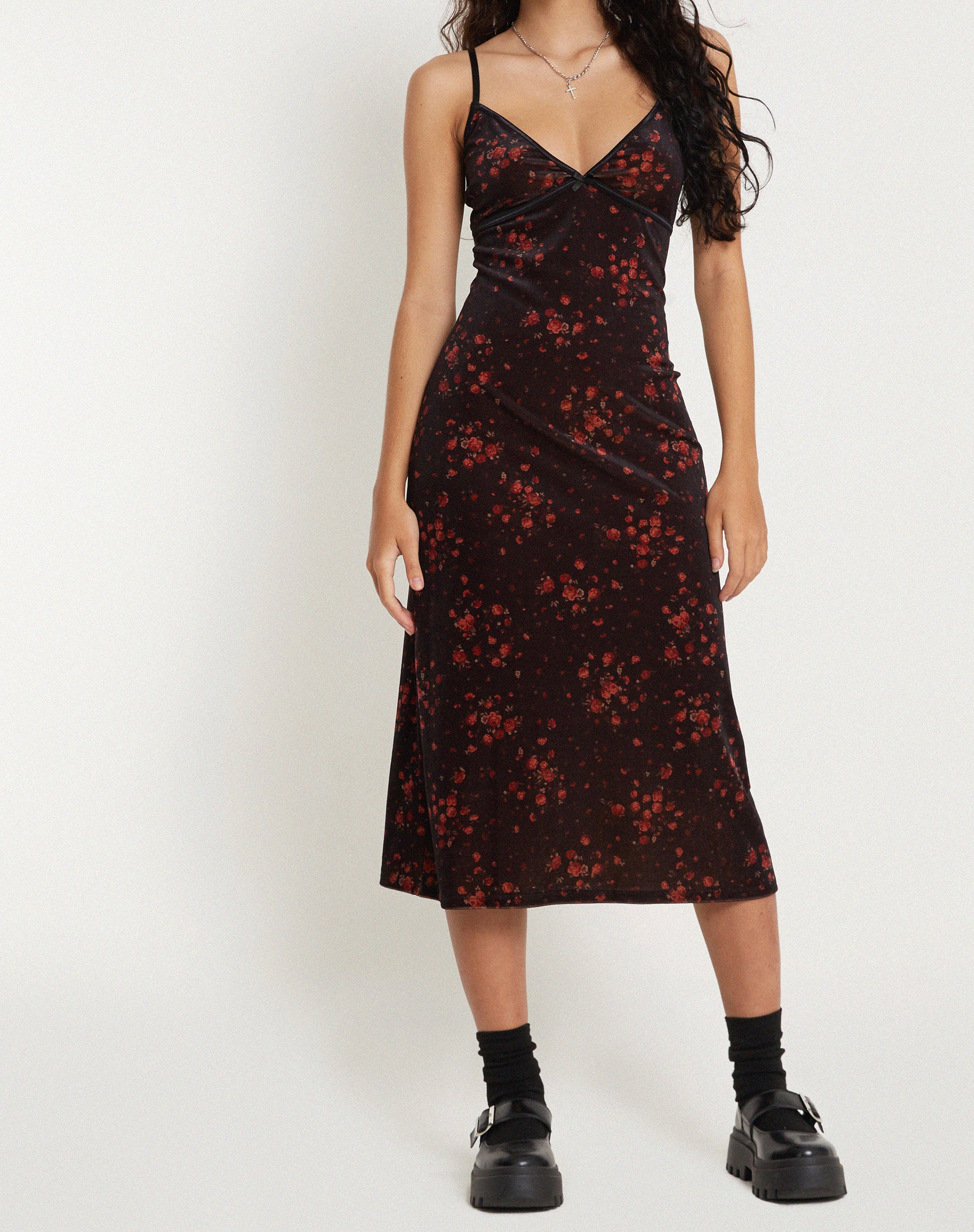 Camelia Maxi Dress in Rose Cluster Velvet - Image 4