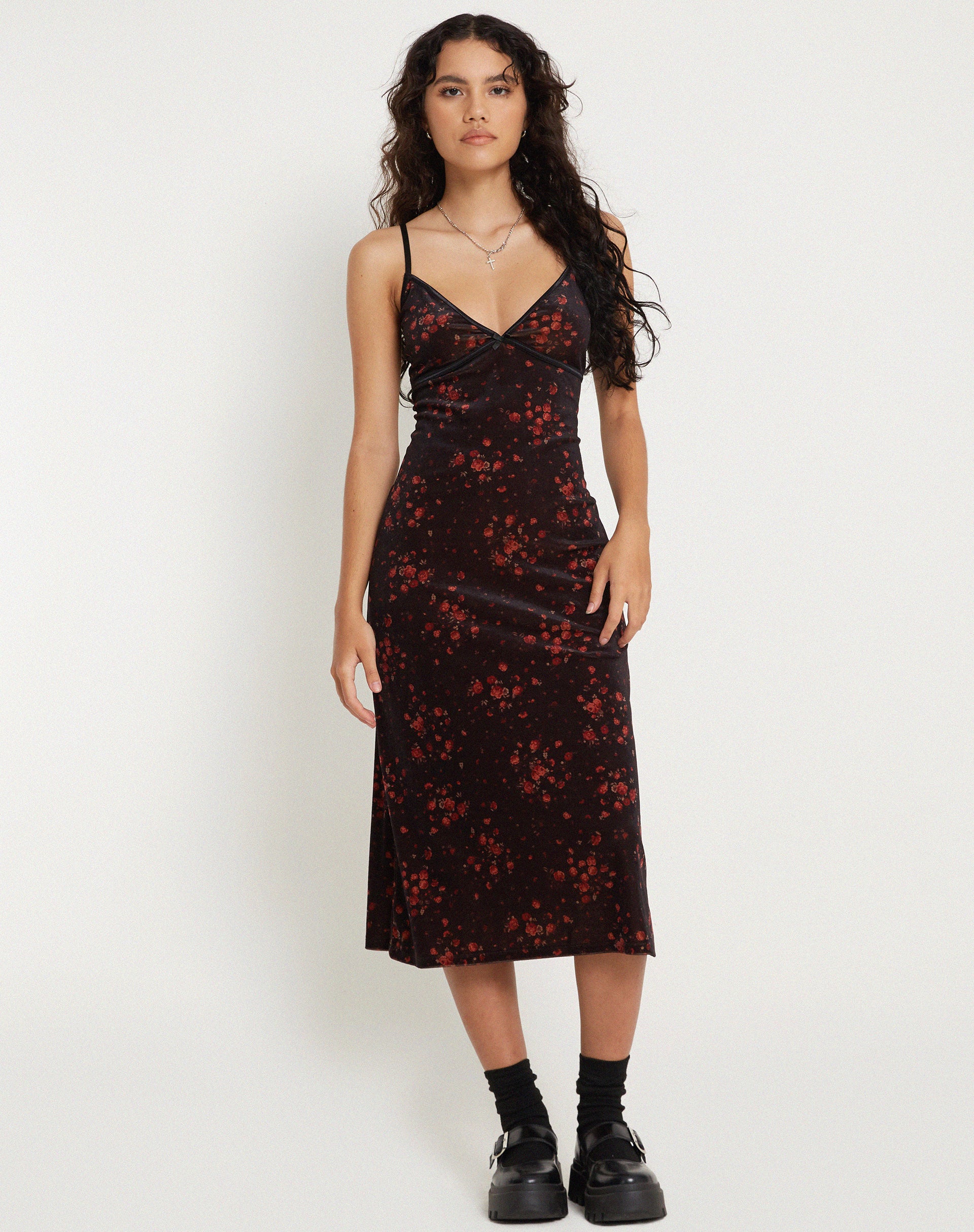 Camelia Maxi Dress in Rose Cluster Velvet - Image 5