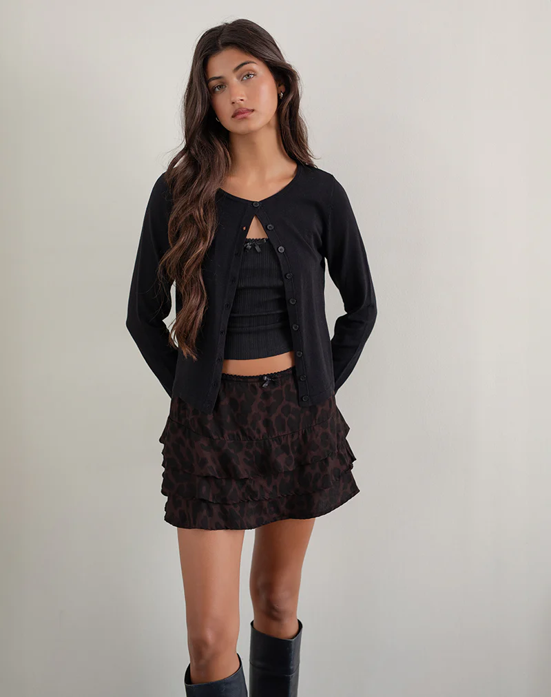 Camigi Mini Skirt in Brown Jaguar Print - Image 4