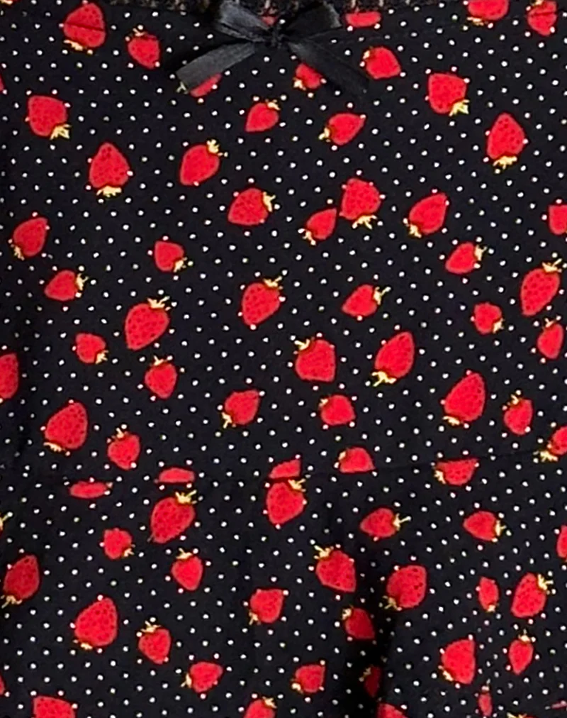 Camigi Mini Skirt in Strawberry Polka Black - Image 7