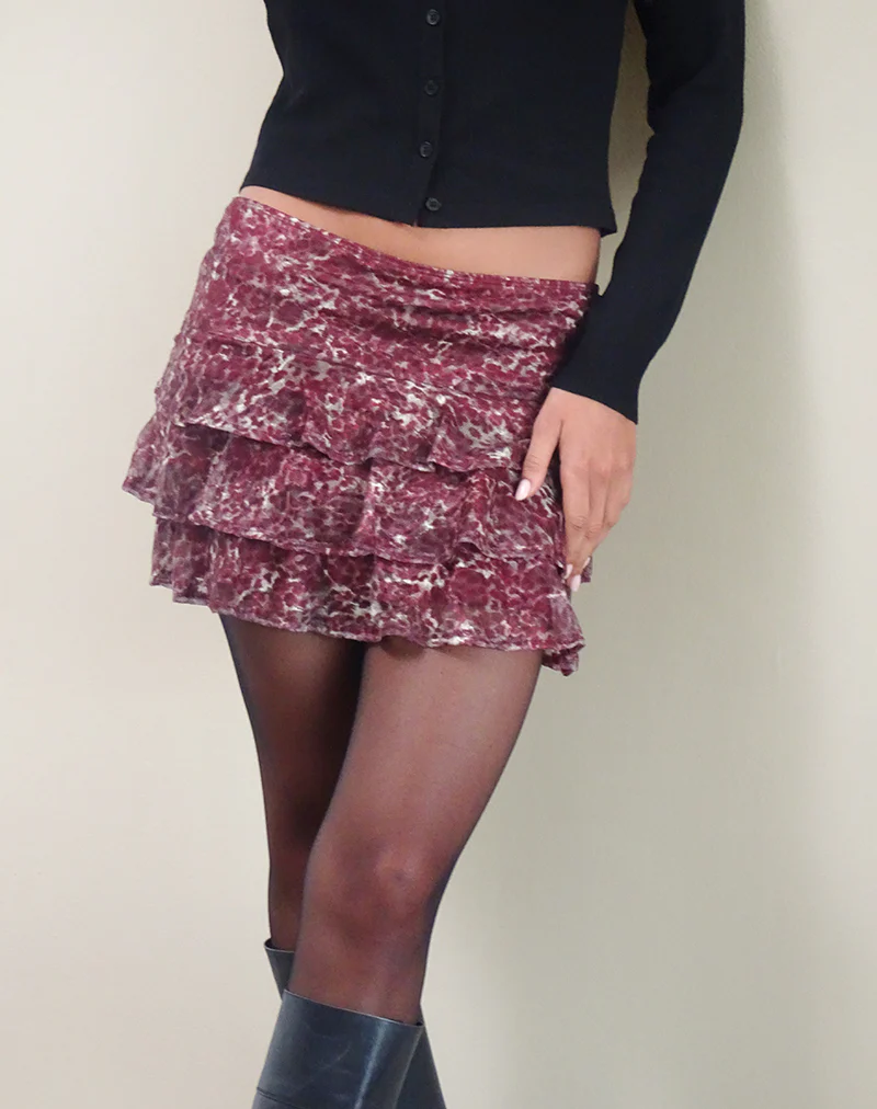 Camigo Ruffle Mini Skirt in Abstract Leo Spot - Image 6