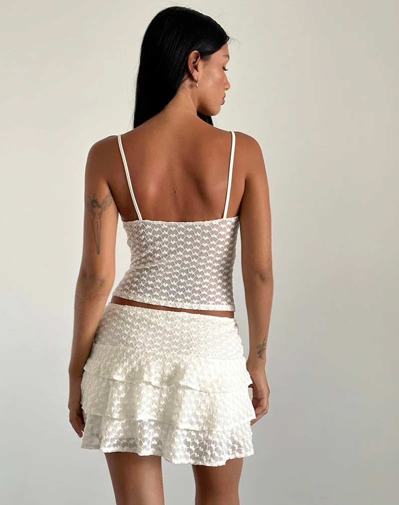 Camigo Mini Skirt in Ivory Heart Lace - Image 5
