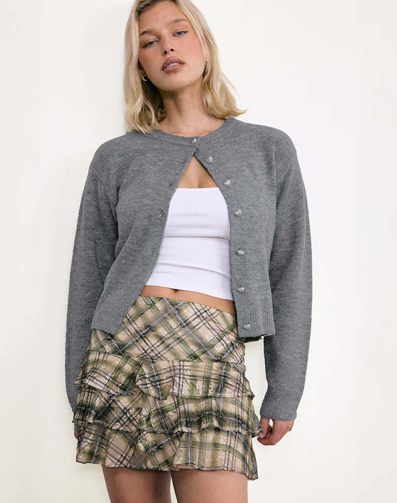 Camigo Mini Skirt in Printed Lace Retro Plaid - Image 5