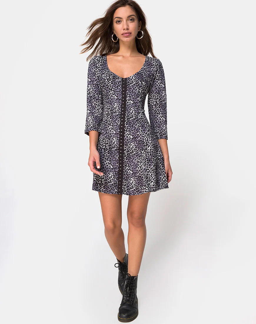 Camisa Dress in Grey Rar Leopard - Image 3