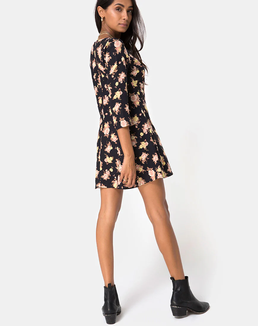 Camosa Swing Dress in Antique Rose Black - Image 4