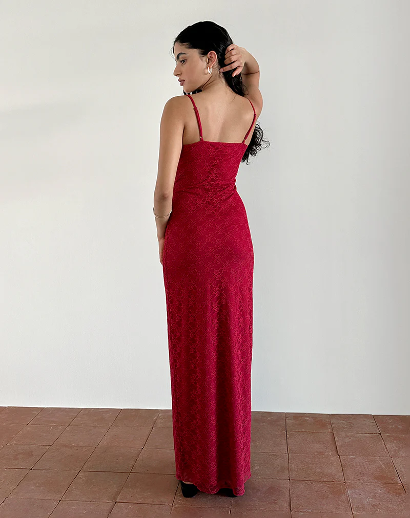 Cantha Maxi Dress in Mari Lace Red - Image 4