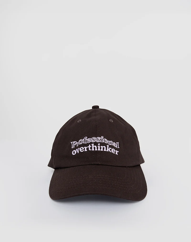Cap in Bitter Chocolate with Professional Overthinker Slogan