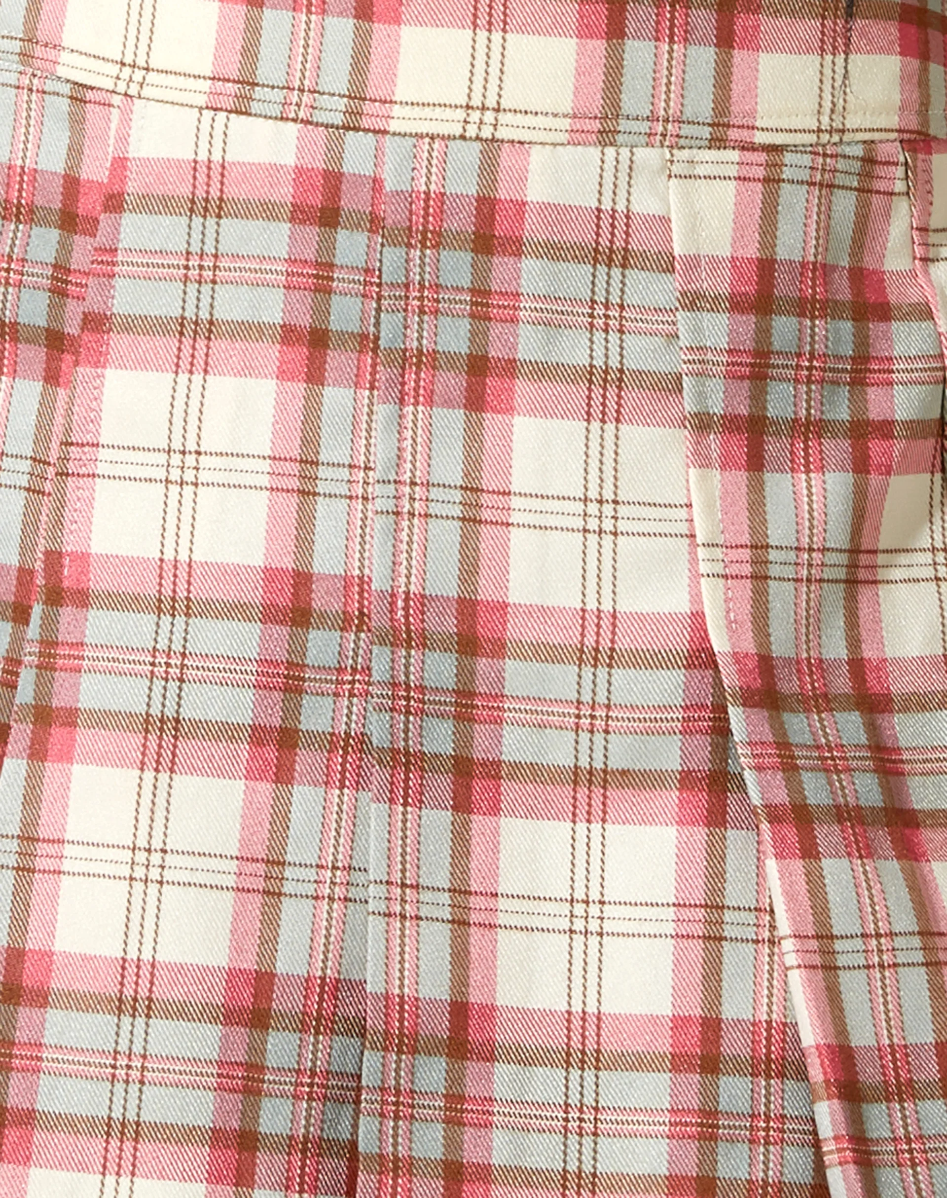 Carga Mini Skirt in Check Ecru and Pink - Image 6