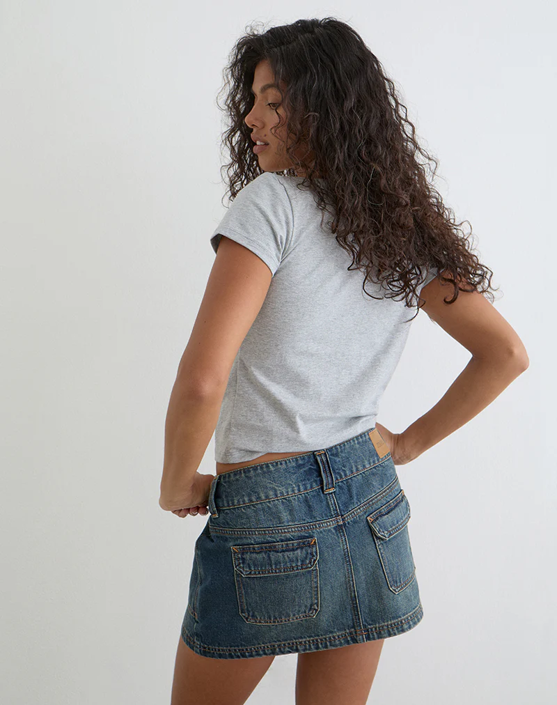 Cargo Denim Mini Skirt in Dirty Green - Image 6