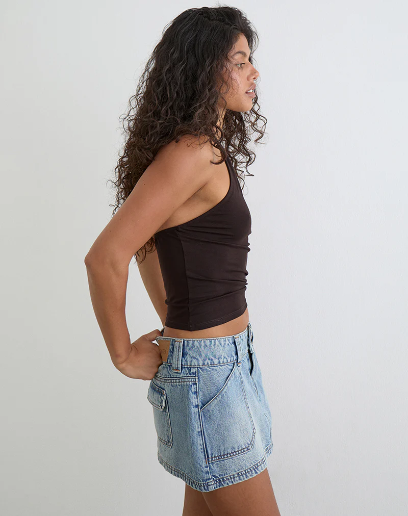 Cargo Denim Mini Skirt in Vintage Blue Wash - Image 3