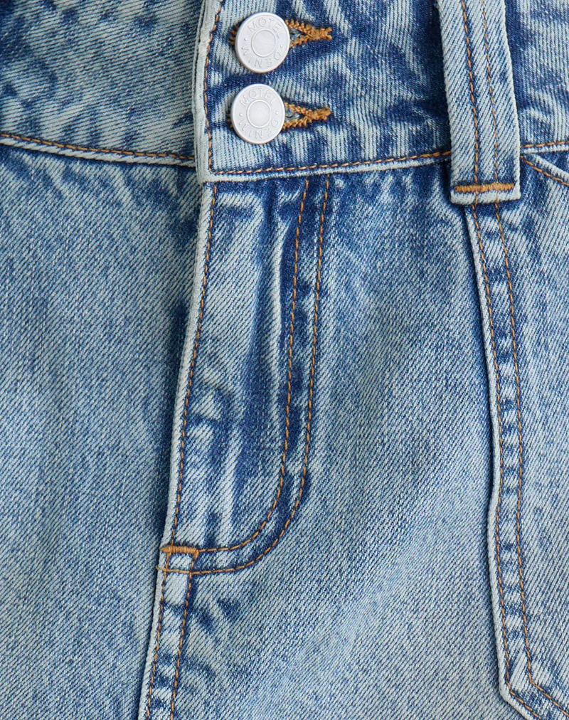 Cargo Denim Mini Skirt in Vintage Blue Wash - Image 7