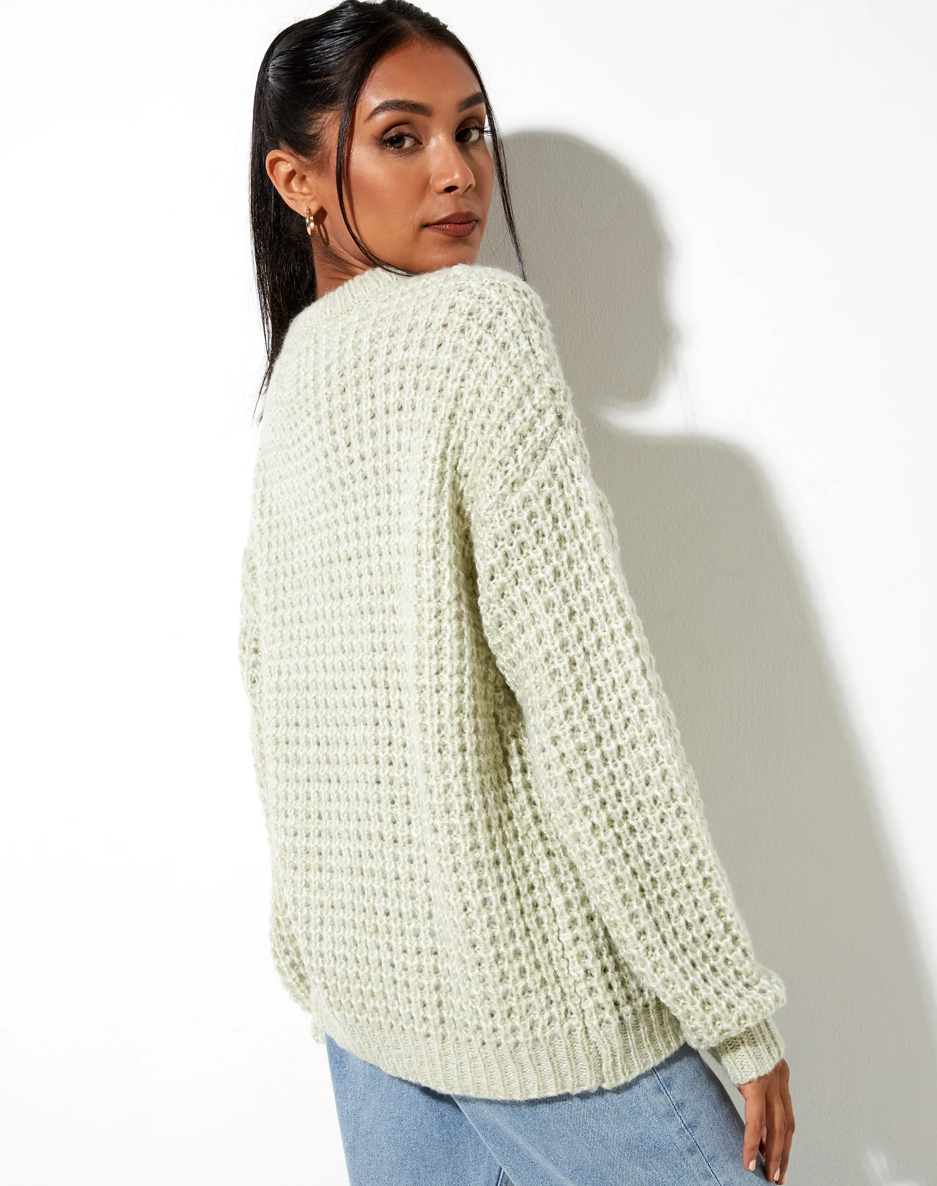 Caribou Jumper in Chunky Knit Mint - Image 2