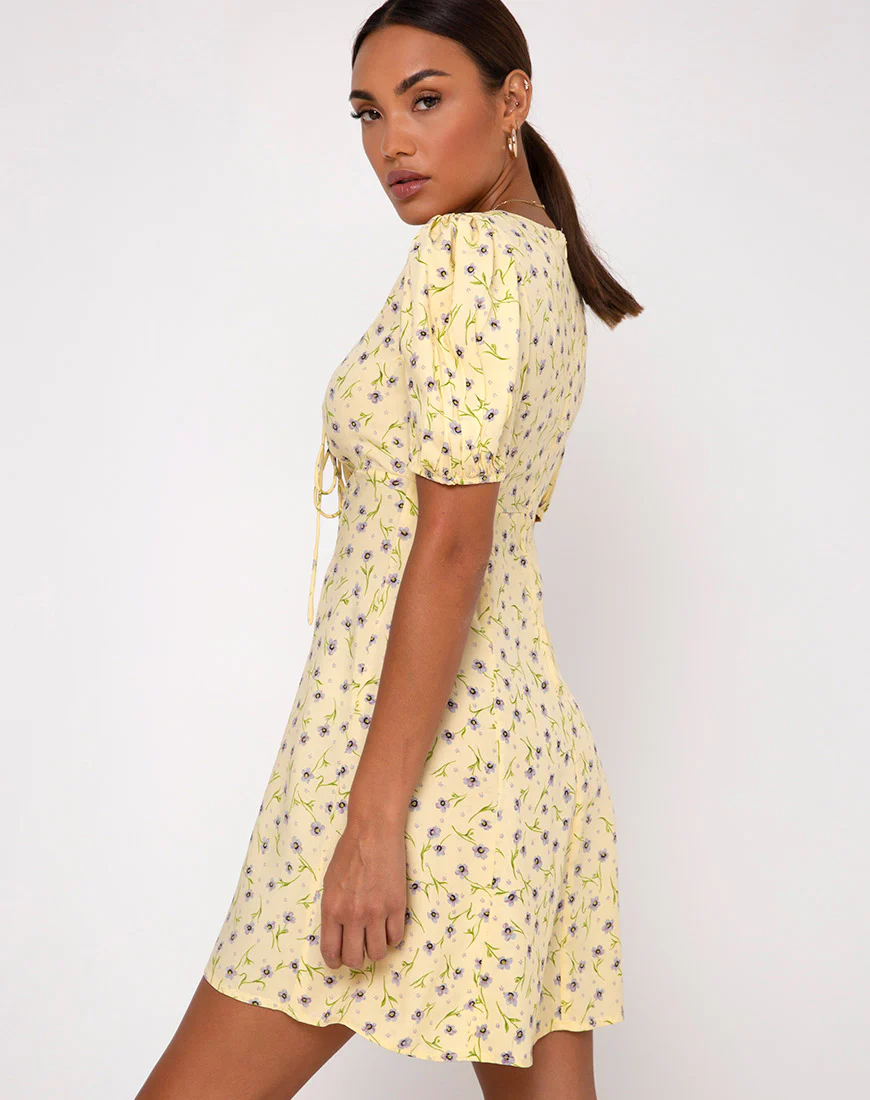 Carie Dress in Wild Flower Lemon Drop - Image 2
