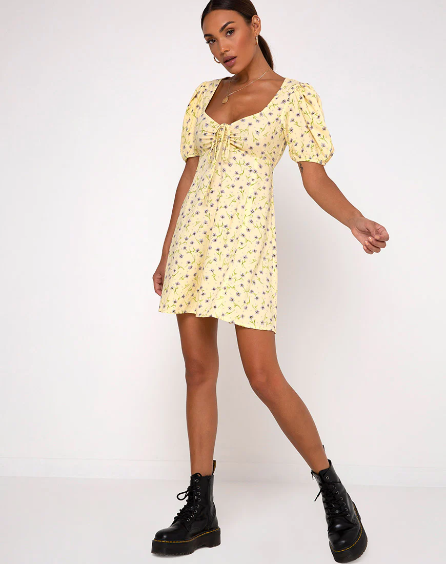 Carie Dress in Wild Flower Lemon Drop - Image 5
