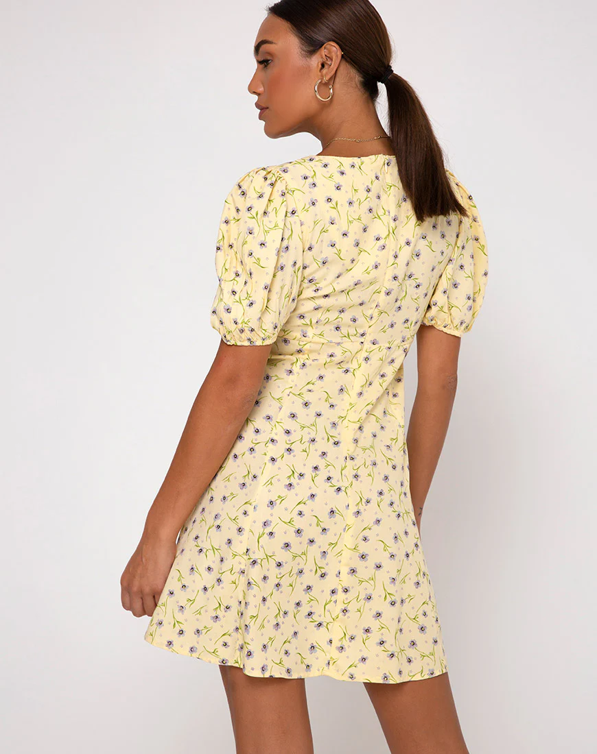 Carie Dress in Wild Flower Lemon Drop - Image 6