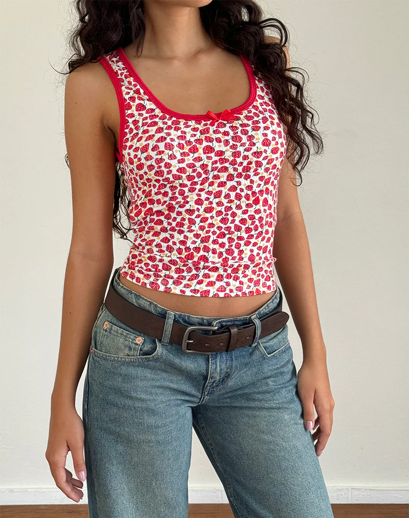 Carili Vest Top in Strawberry 2023 Print - Image 3