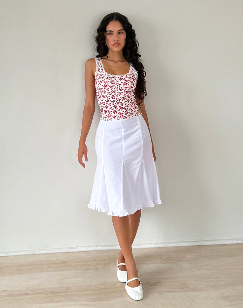 Carillo Top in Summer Strawberry Off White - Image 3