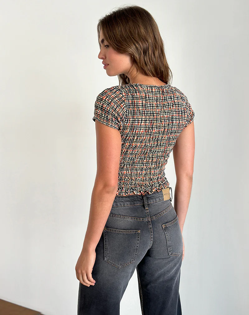 Caripa Shirred Top in Country Check - Image 3