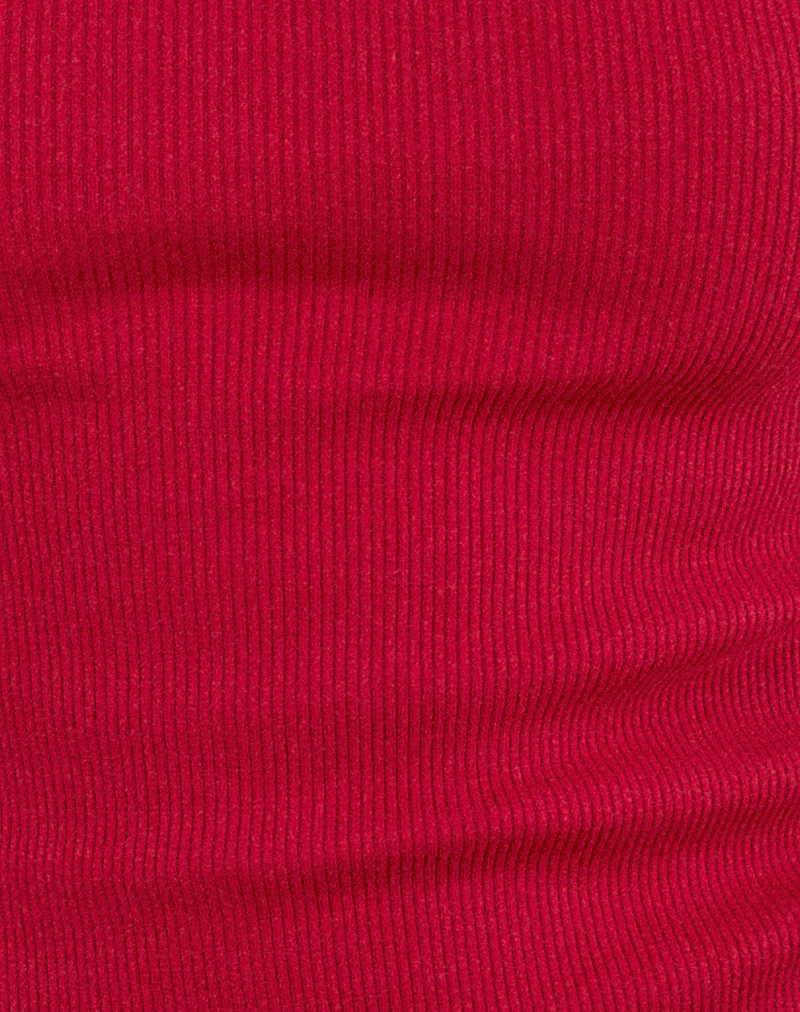 Cariter Racer Vest Top in Ribbed Adrenaline Red - Image 6