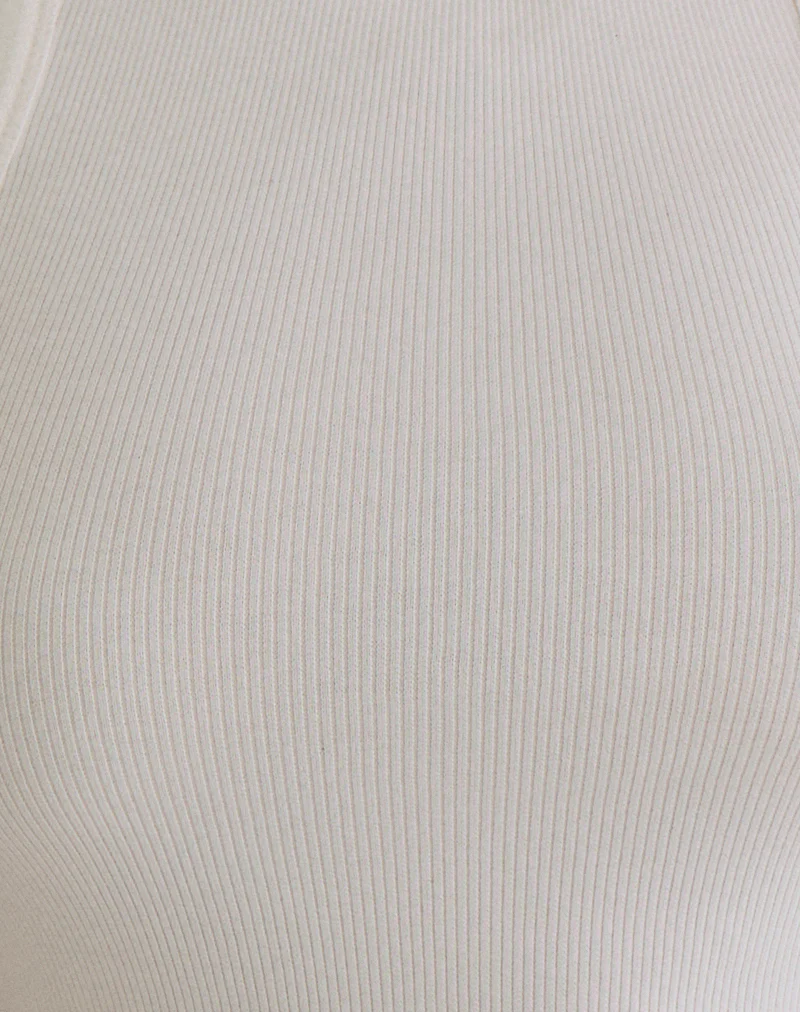 Cariter Racer Vest Top in Ribbed Off White - Image 6