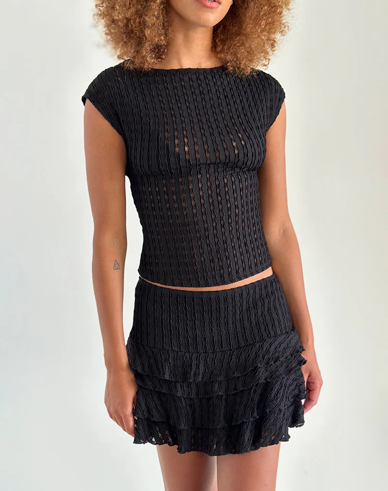 Carlota Mini Skirt In Crinkle Jet Black - Image 4