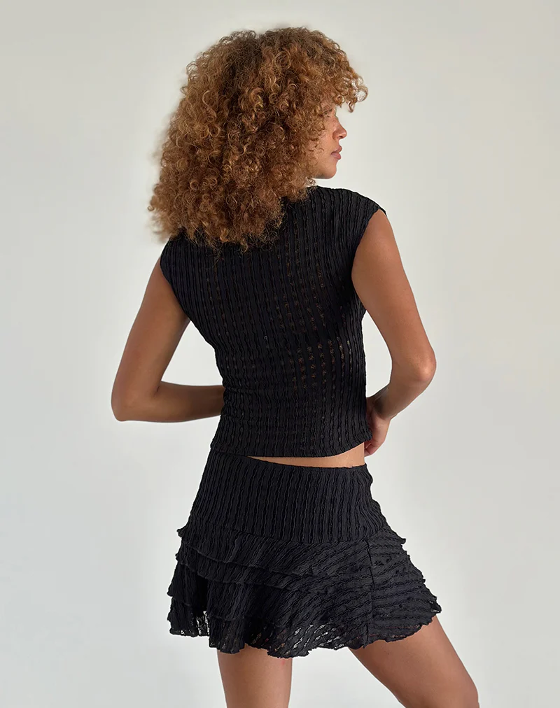 Carlota Mini Skirt In Crinkle Jet Black - Image 5