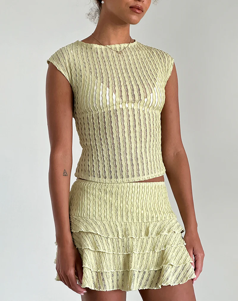 Carlota Mini Skirt in Crinkle Sage - Image 3