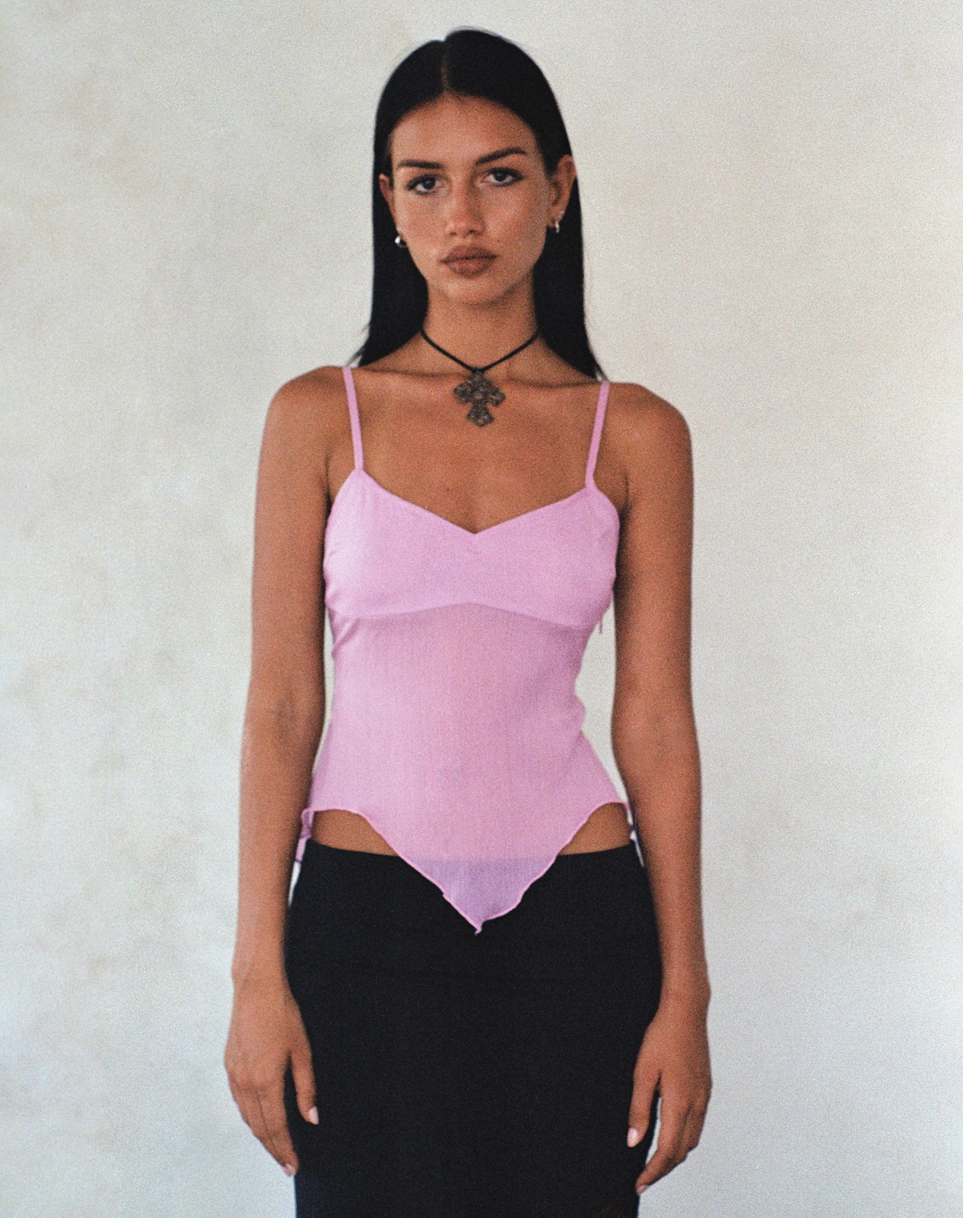 Carmeline Longline Cami Top in Shimmer Pink - Image 3