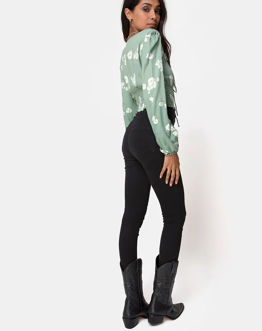 Carmen Top in Mono Flower Green - Image 4