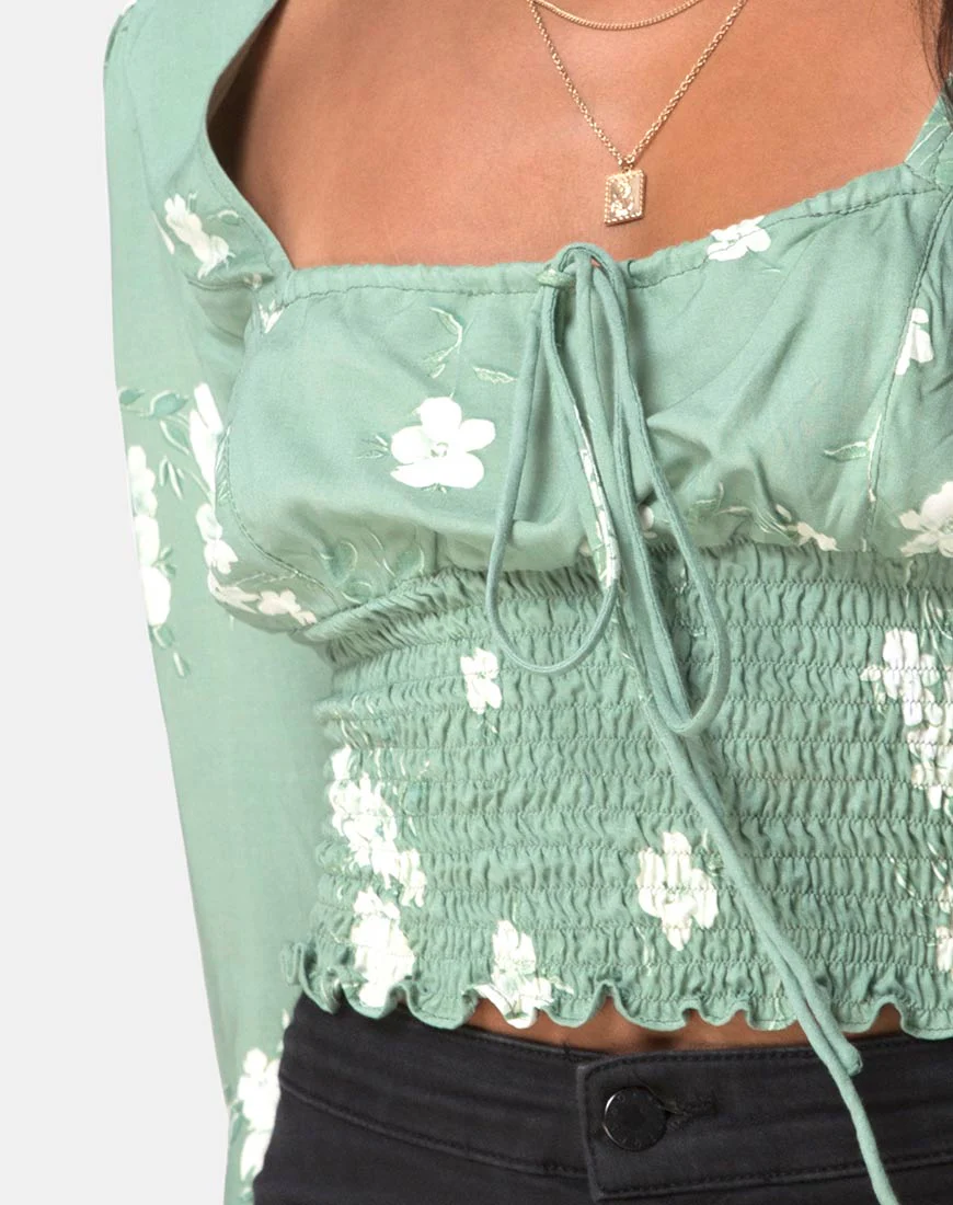 Carmen Top in Mono Flower Green - Image 5