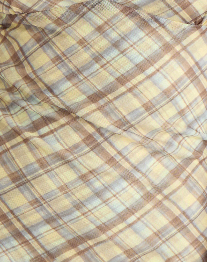 Carmila Gathered Mini Dress in Check Yellow - Image 6