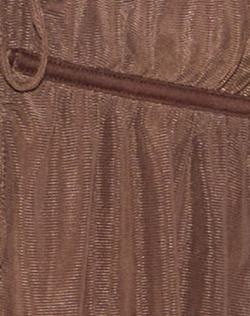 Carmina Tie Front Cami Top in Mesh Brown - Image 6