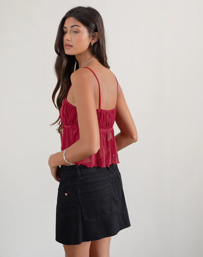 Carmina Cami Top in Mesh Cherry - Image 3