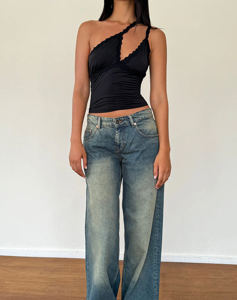 Carolina One Shoulder Top in Black - Image 4