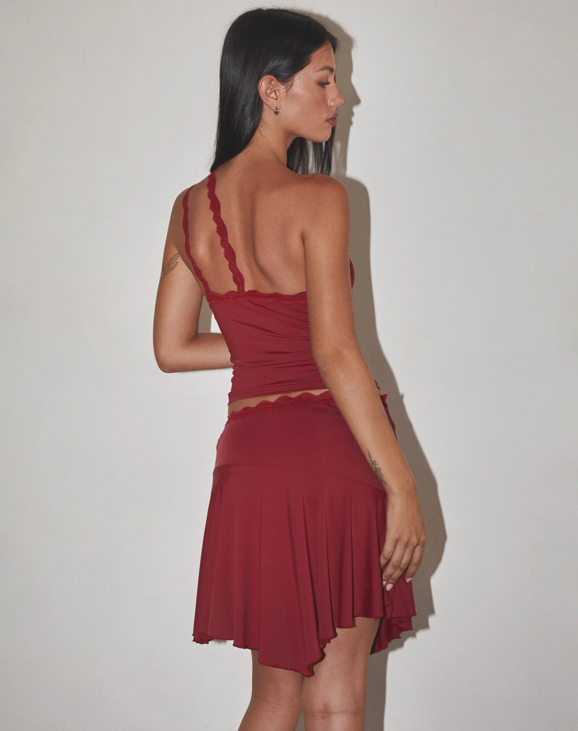 Carolina One Shoulder Top in Dark Cherry - Image 4