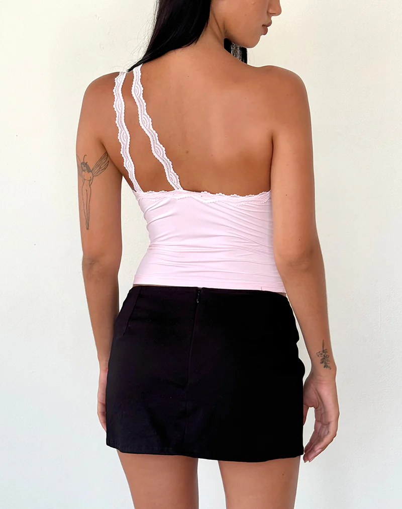 Carolina One Shoulder Top in Pink - Image 2