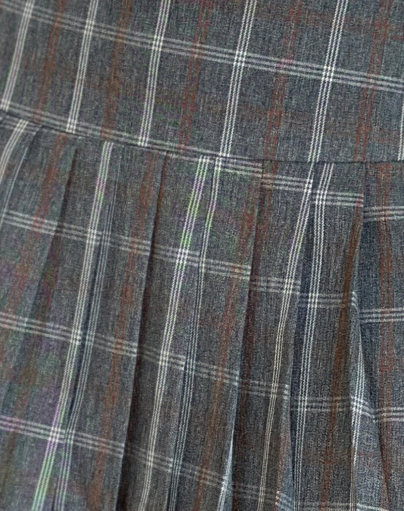 Cartala Pleated Mini Skirt in Grey Check - Image 7