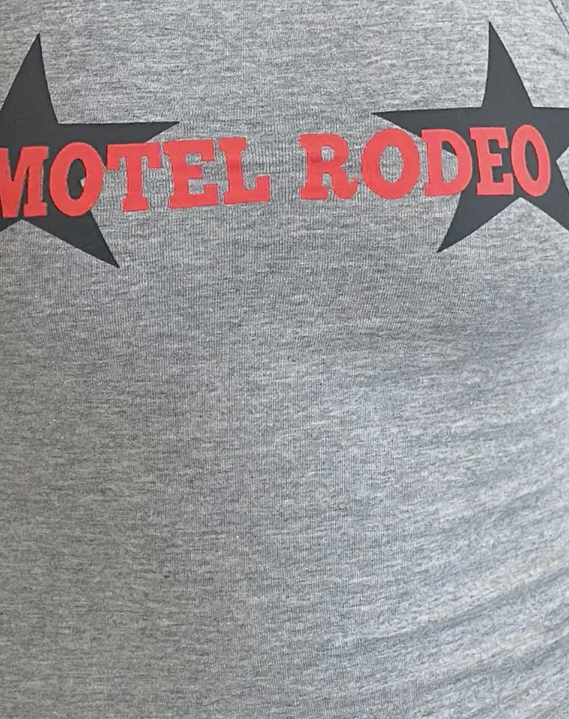 Carter Vest Top in Grey Marl with Motel Rodeo Graphic - Image 5