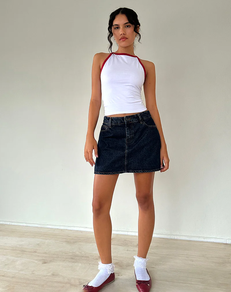 Carti Vest Top in White with Red Binding - Image 4