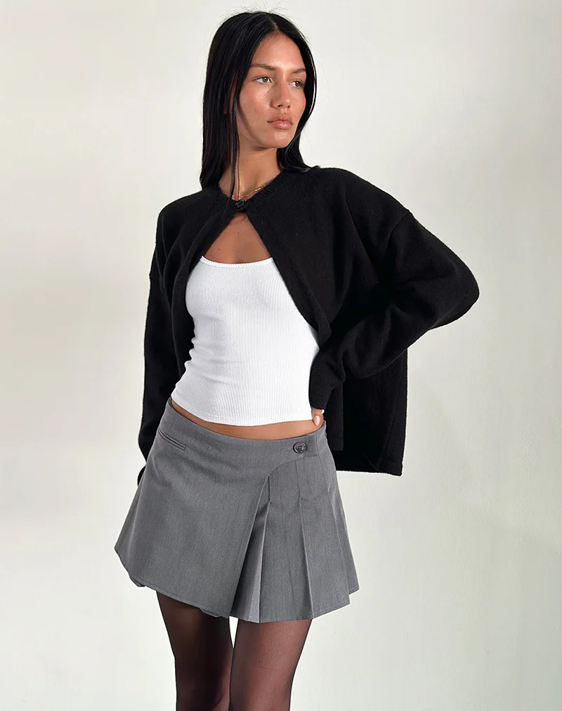 Carwita Panel Wrap Mini Skirt in Charcoal - Image 5
