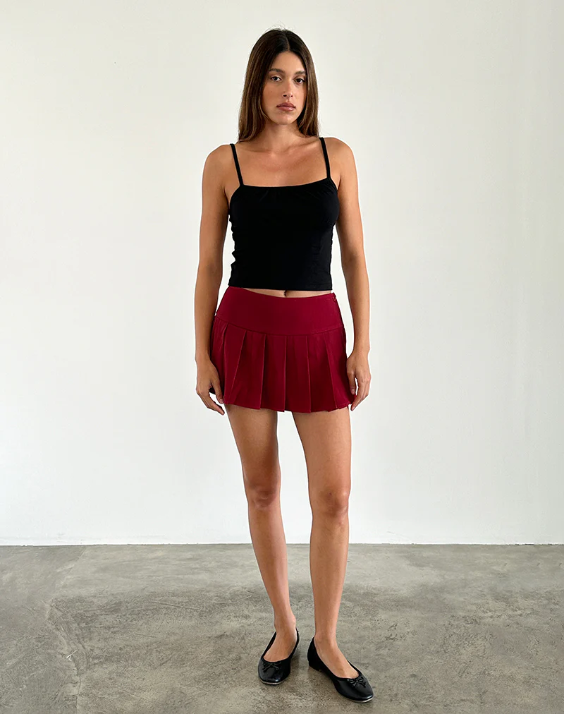 Casini Mini Skirt in Soft Tailoring Burgundy - Image 4