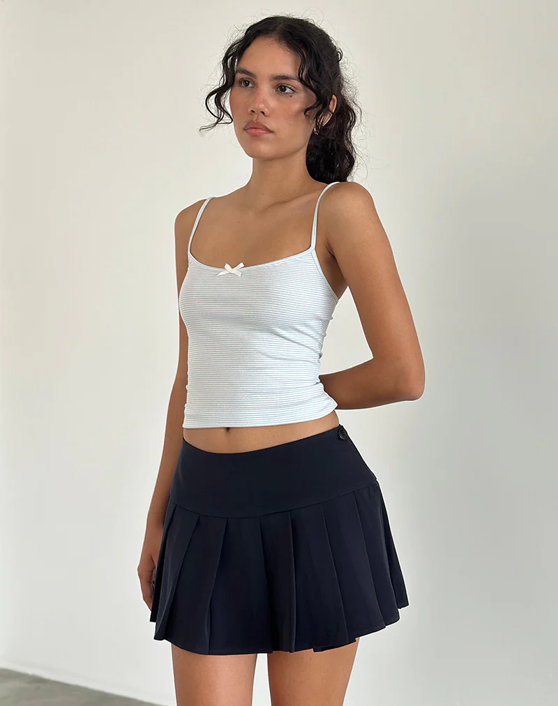 Casini Pleated Micro Skirt in Tailoring Navy - Image 3