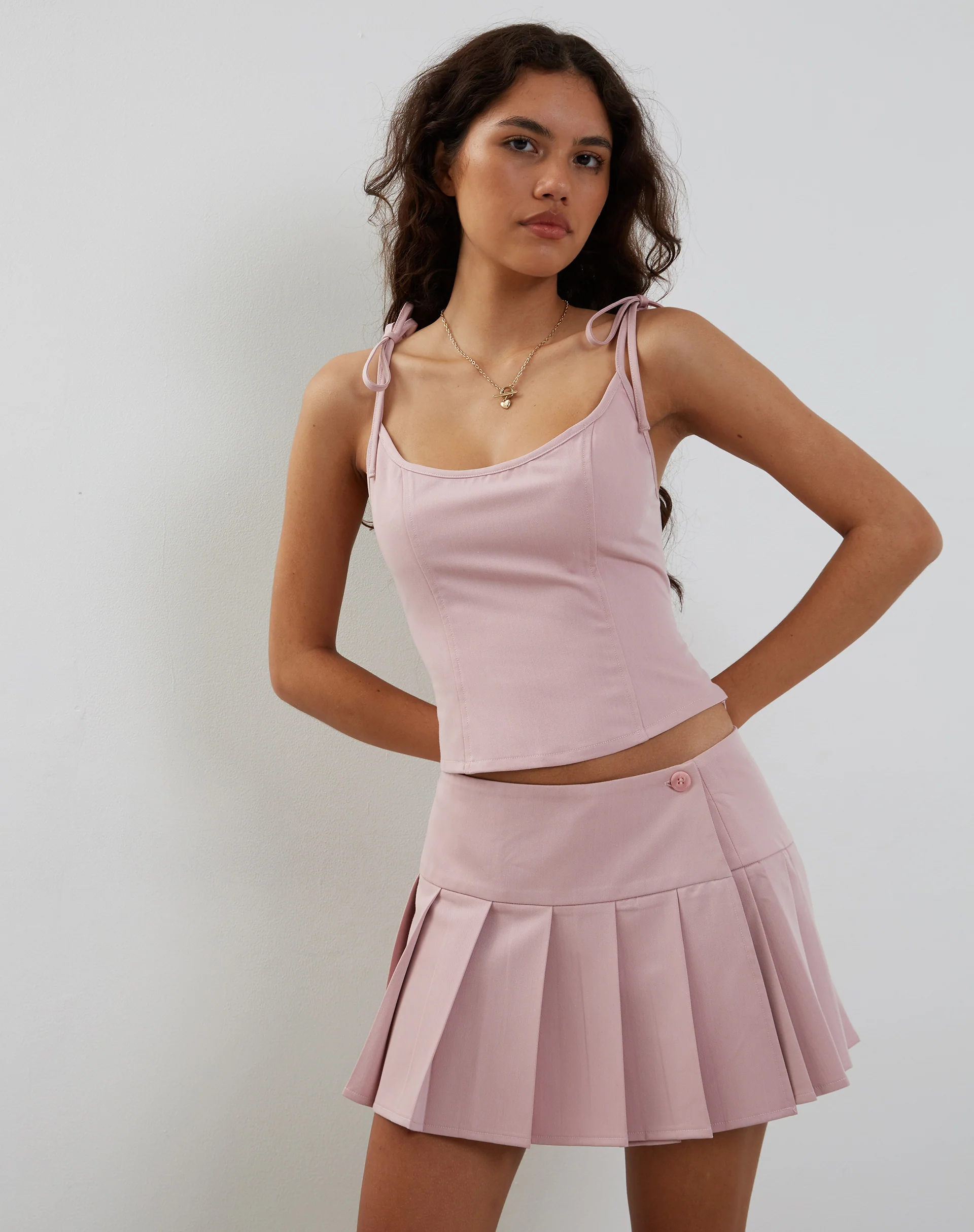 Casini Pleated Micro Skirt in Pink - Image 6