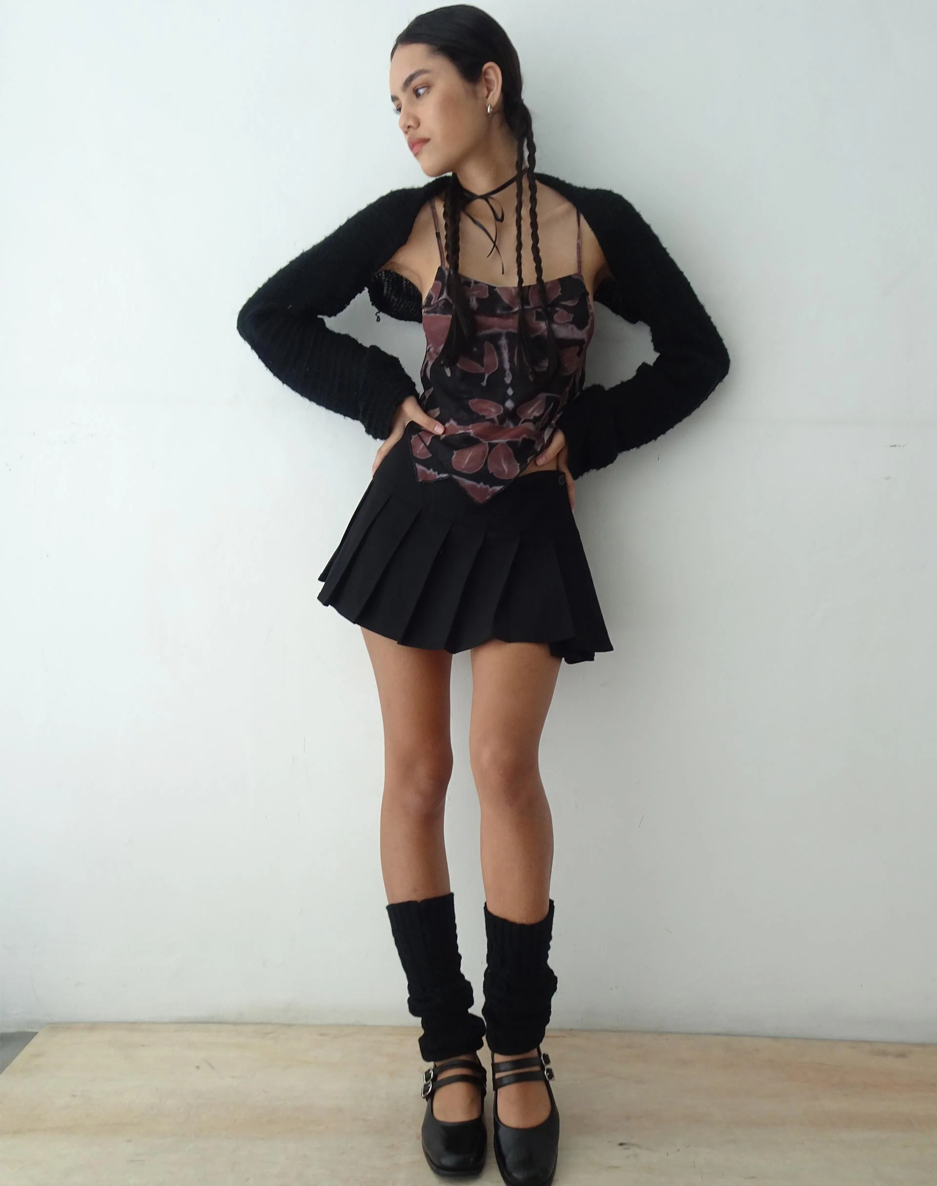 Casini Pleated Micro Skirt in Tailoring Black - Image 5