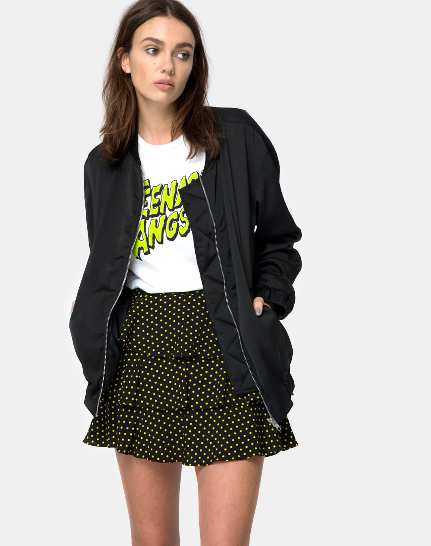 Casseyette Skirt in Yellow and Black Polka Dot - Image 3