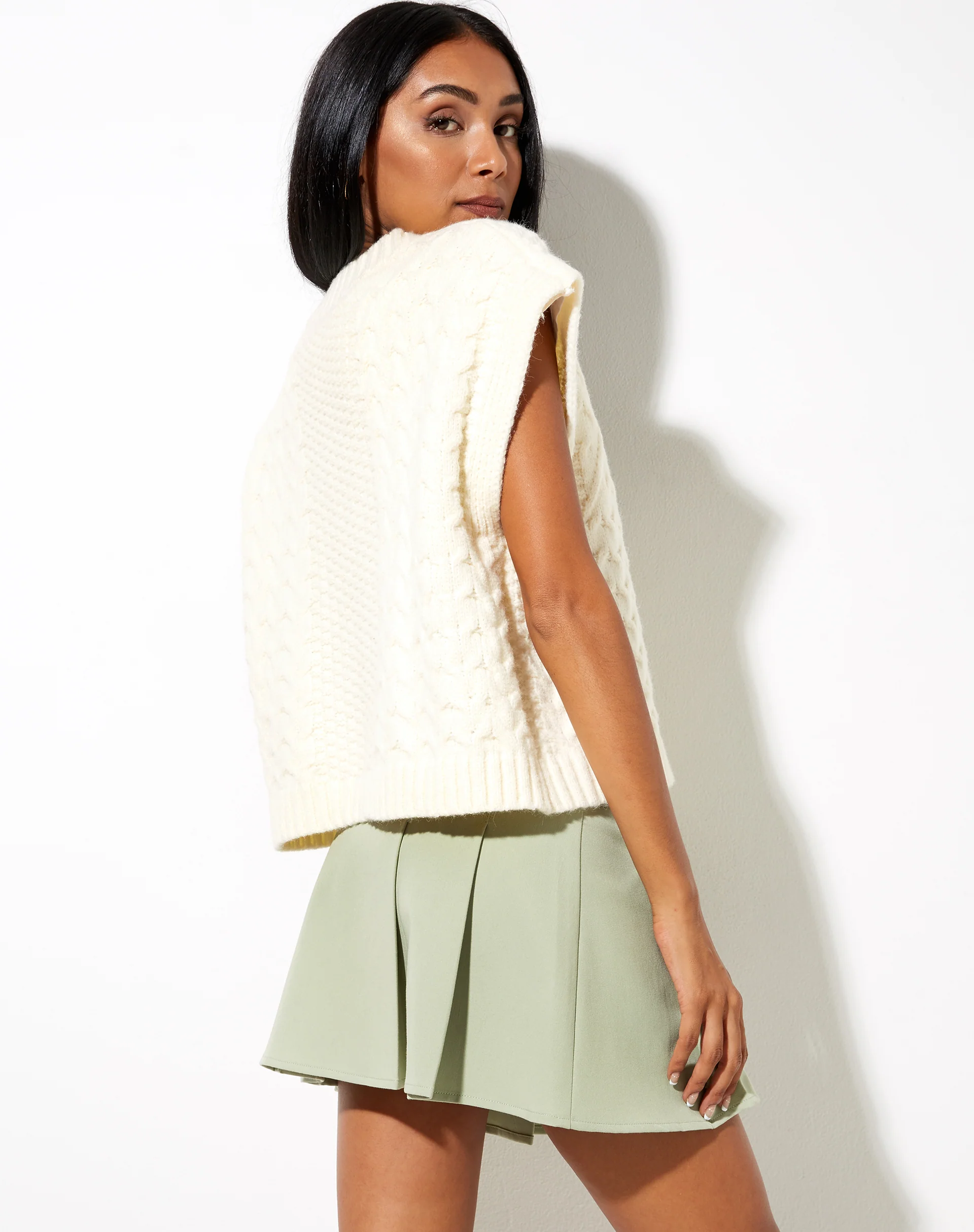 Cassia Pleated Skirt in Sage - Image 2