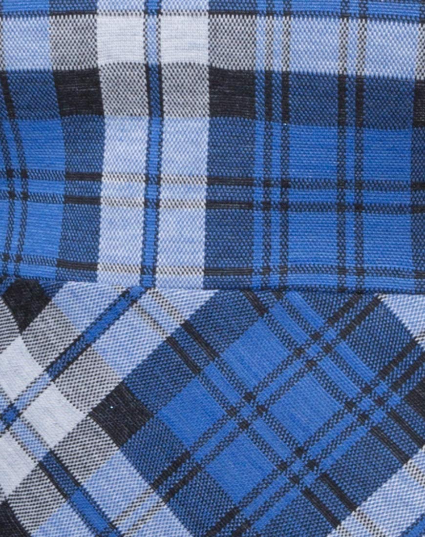 Cassia Slip Dress in Plaid Stretch Blue - Image 6